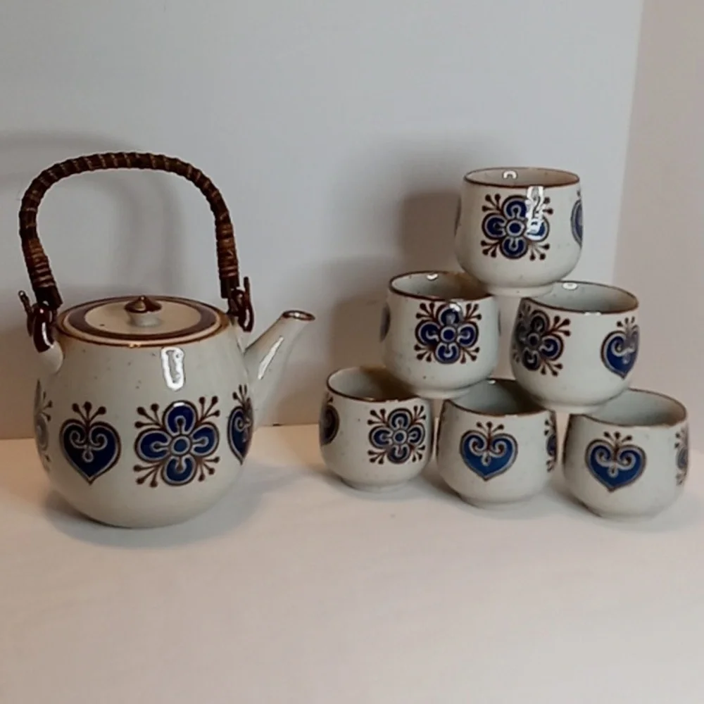 Cottagecore Vintage Handcrafted Otagiri Original Japanese Teapot With Six Cups